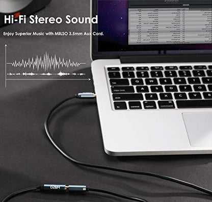 3.5mm Headphone Extension Cable 6.6 Feet TRRS 3.5mm Male to Female | Sapphire Blue, 1/8 Stereo Audio Jack Extension Adapter Aux Cord for Headphone, Earbud, Speaker, Car Stereo, Home HiFi System - size: 6.6 ft