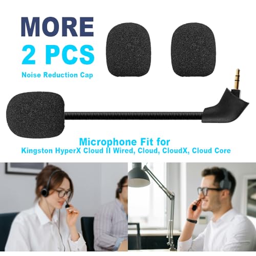 Mic Replacement Microphone Boom fits for HyperX Cloud, Cloud X, Cloud II, Cloud Core, Cloud Pro Silver (Old Version Before 2021) Gaming Headsets, Noise Cancelling 3.5mm Jack, Black - size: Square Jack Slot