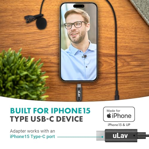 Movo uLav-IP USB-C Wired Omnidirectional Lavalier Clip On Microphone for iPhone 15, Lapel Microphone for YouTube, Vlogging, Interviews - style: Single Lav with 6-foot Cord