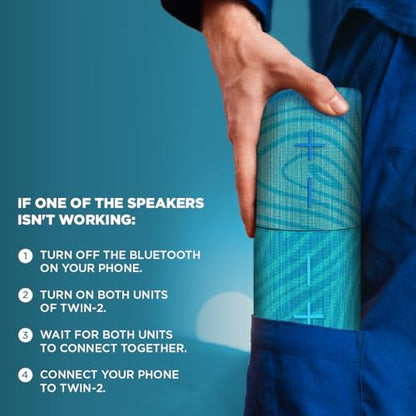 Stromberg Twin 2-in-1 Mini Portable Bluetooth Speaker, 10W (5W per Speaker), 11-Hour Playtime, Magnetic, Sky Blue and Blue - color: B - Blue