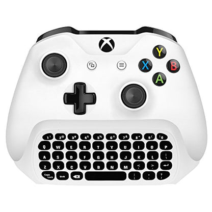 MoKo Green Backlight Keyboard for Xbox One Controller, White | Wireless Chatpad with Headset & Audio Jack, Xbox Accessories fit Xbox One/One S/ Elite/2, Series X/S, 2.4G Receiver Included - color: White