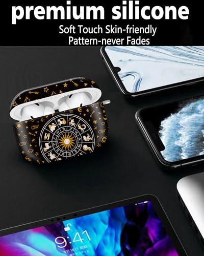 Cute Hard Case Compatible with AirPods Pro 2nd/1st Generation, Protective Cover with Golden Keychain, Fits 2023/2022/2019 Models, for Women, Girls, and Men(Cute Horoscope - color: Cute Horoscope