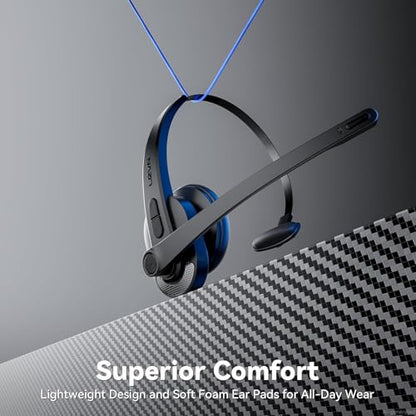 Wireless Headset with Mic for Work, Bluetooth Headset with AI Noise Cancelling Microphone, Wireless Headphones with Mic & Mute Button, USB Dongle for Work from Home/PC/Computer/Call Center/ Teams/Zoom