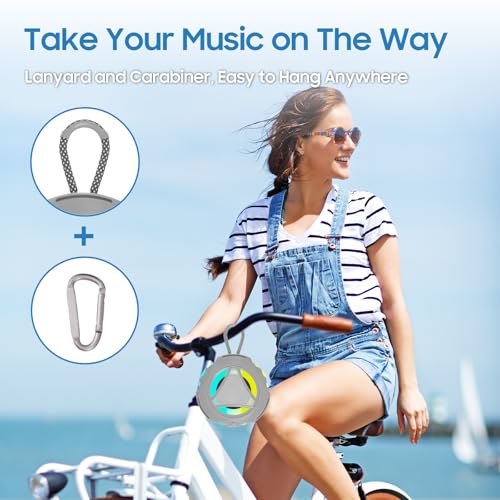 Bluetooth Shower Speake Waterproof，Portable Outdoor Bluetooth Speake with RGB Lights，IPX67 Floating，Built-in Mic，24Hrs Playtime，True Wireless Stereo，Gifts for Teens Boy Girls Women Men - Gray - color: Gray
