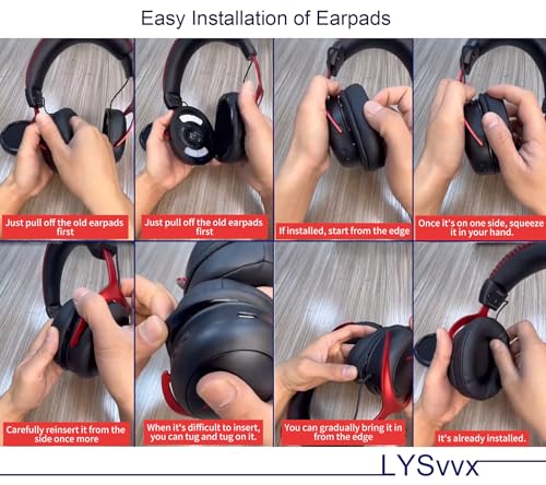 Cloud 2 Earpads - Cooling Gel Cloud Alpha Ear Cushions Pads, Replacement for HyperX Cloud II/III/Alpha/Core/Stinger/Flight/X/Mix Headsets (Black)