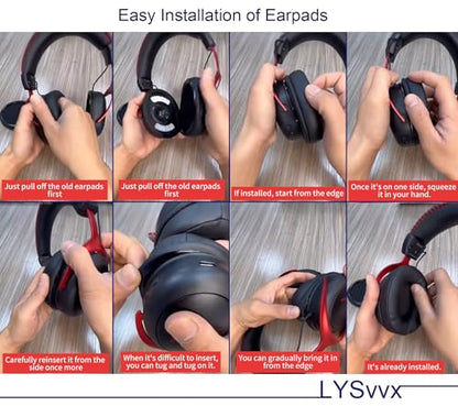 Cloud 2 Earpads - Cooling Gel Cloud Alpha Ear Cushions Pads, Replacement for HyperX Cloud II/III/Alpha/Core/Stinger/Flight/X/Mix Headsets (Black)
