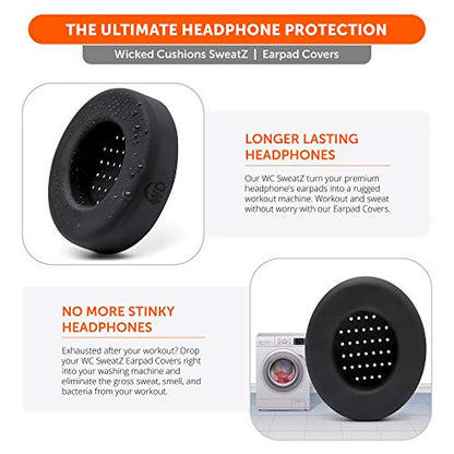 WC SweatZ Studio - Patented Covers for Beats Studio 3 (A1914) & 2 (B0500) | Made by Wicked Cushions | Made with Premium Silicone | Also fits B0501 | Black - color: Black