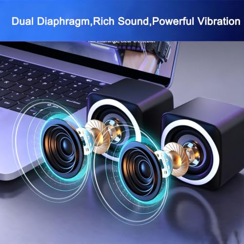 Basics Stereo 2.0 Speakers for PC or Laptop with Volume Control,USB-Powered, 1 Pair, Black - color: Black