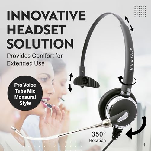 INNOTALK Cisco Phone Headset, Pro Voice Tube Mic Wired Headset with QD Sturdy 9 Ft. Cord Pigtail Adapter, Wired Headphones, Cost Effective Corded Headset - size: VoiceTube-Mono