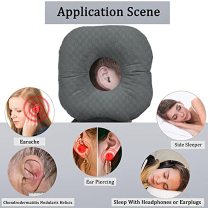 Ear Piercing Pillow with Hole for Cartilage Piercings, CNH Support - color: Dark Gray