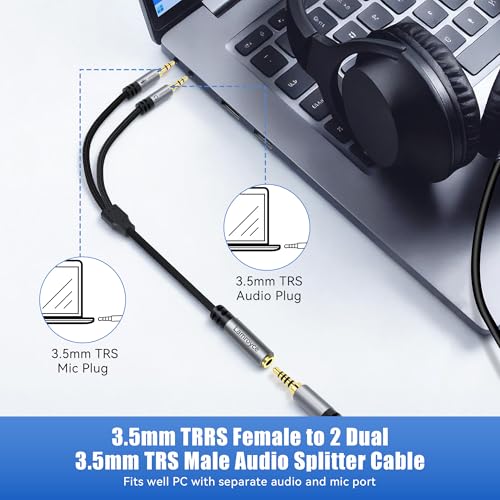 2-Pack Headphone Gaming for Computer,3.5mm TRRS Female to Dual 3.5mm TRS Male Mic Audio Jack Y Splitter Cable, 1/8inch 2-in-1 Dual-Stereo Jack Gaming Headset Earphones Combiner Cable for PC Laptop-1FT - color: 3.5mm TRRS 1 Female to 2 TRS Male Splitter, s