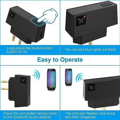 Bluetooth Airplane Adapter for Headphones,in-Flight Bluetooth Audio Adapter with 3.5mm Jack on Airplanes/Gym/TVs/Gaming/PC/iPad/PS5