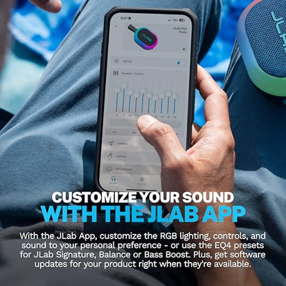 JLab, Pop Party, Portable Bluetooth Speaker, Waterproof, RGB LED Lighting, Navy - color: Navy