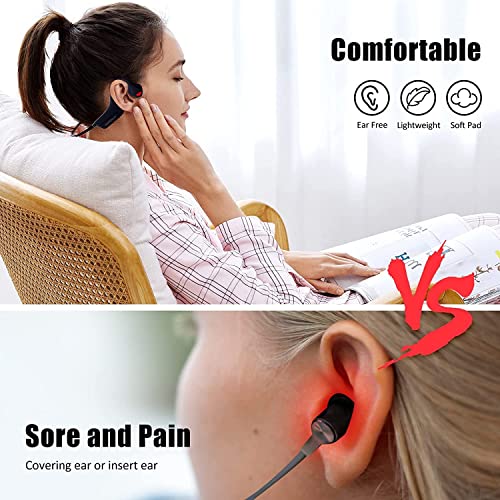 Bone Conduction Headphones Bluetooth, Wireless Open-Ear Headset with Microphones,Titanium Lightweight Sweat Resistant, Answer Phone Call Sports Earphones for Running Hiking Bicycling - color: Black
