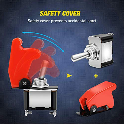 Nilight 90014E Heavy Duty Rocker Toggle Switch 12V 20A Red Cover SPST ON/Off 2Pin Car Truck Boat-5 Pack - color: 5PCS Switch w/Red Cover