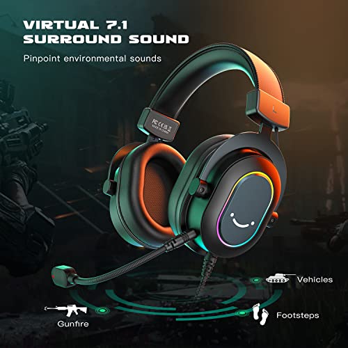 FIFINE Studio Condenser Microphone USB PC Recording Microphone for Voice-Over, Podcast, Vocal - 7.1 Surround Sound RGB Headset for Laptop (T669+H6)