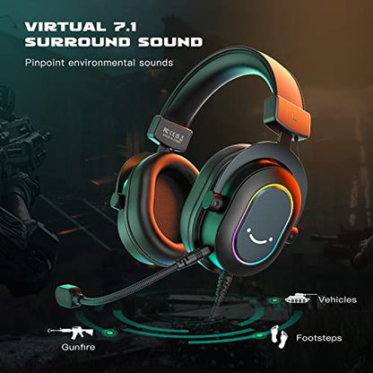FIFINE Studio Condenser Microphone USB PC Recording Microphone for Voice-Over, Podcast, Vocal - 7.1 Surround Sound RGB Headset for Laptop (T669+H6)