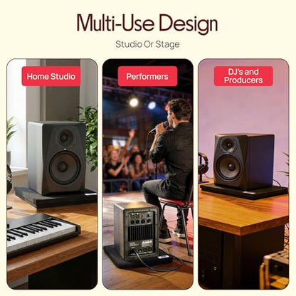 Pyle Sound Dampening Speaker Riser Foam - Audio Acoustic Noise Isolation Platform Pads Recoil Stabilizer w/ Rubber Base Pad For Studio Monitor, Subwoofer, Loud Speakers - PSI15 (15 x 15 x 1.8 Inch)
