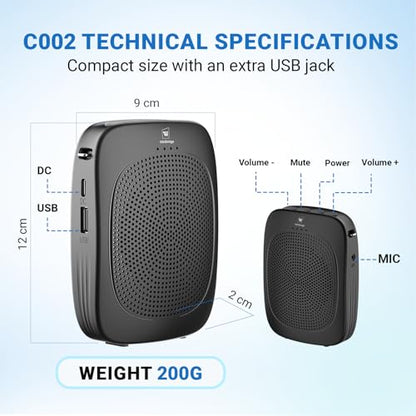 15W Wireless Voice Amplifier with Headset Microphone