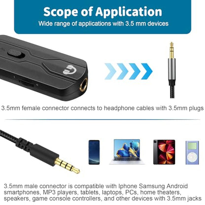 Zosvoses Headphone Extension Cable with Volume Control & Mute Compatible with Bose 700, QC45, QC35 II, QC35, QC25, QC15 Headphones Cable, 3.5mm Male to Female Stereo Audio Cable, 4.9ft