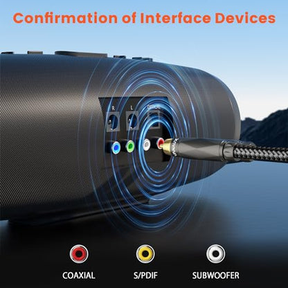 VANAUX Subwoofer Cable,Digital Coaxial Audio Cable,RCA Cord,Male to Male Mono SPDIF Wire [4N Oxgen-Free Copper Core] for Home Theater,HDTV,Amplifier,Speaker,Soundbar(10ft/3m) - size: 10ft/3m, style: Male to Male-Black