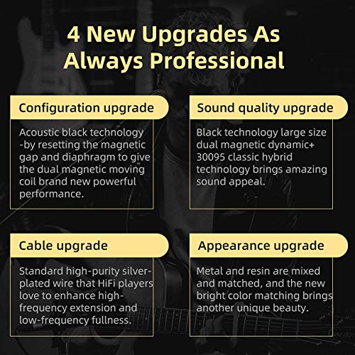 KZ ZSN Pro X IEM Earphone in Ear Monitors, 1BA+1DD Dual Driver Noise Cancelling Wired Gaming Earbuds, Deep Bass Stereo Sound Headphones with 3.5 Plug 2PIN Detachable Tangle-Free Cable (Gold, with Mic) - color: Gold, size: With Mic