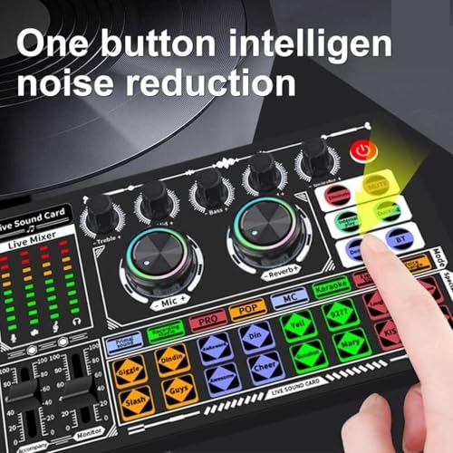5V 1A F999 Live Sound Card Body with Rich Sound Effects Noise Reduction Portable Audio Mixer for Live Broadcast Podcast