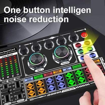 5V 1A F999 Live Sound Card Body with Rich Sound Effects Noise Reduction Portable Audio Mixer for Live Broadcast Podcast
