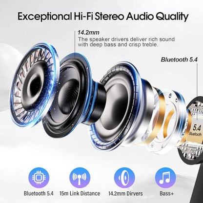 Wireless Earbuds, Bluetooth 5.4 Headphones Multi-Function Touch Screen | with 5 EQ Modes, 48H Ear Buds Bass Stereo with ANC Noise Cancelling/Transparency Mode, IPX7 Bluetooth Earbuds for Android/iOS