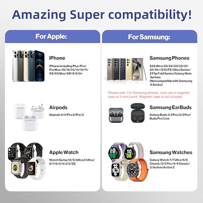 𝟐𝟎𝟐𝟔 𝐍𝐞𝐰 Magnetic Wireless Charger for Samsung & Apple Devices, 3 in 1 Charging Station Magnetic Charger Stand simultaneously Compatible with Samsung and Apple Series.