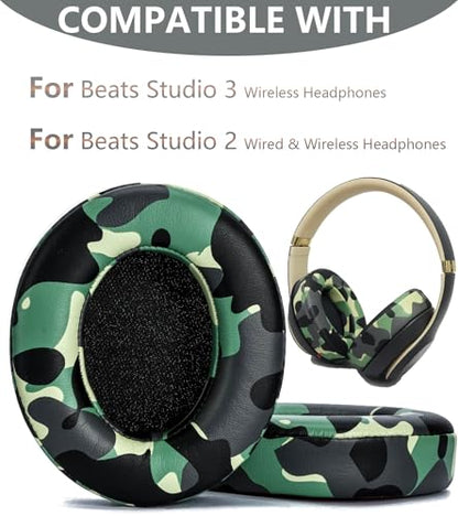 Replacement Ear Pads Compatible with Beats Studio 3 Wireless Military Green - color: military green