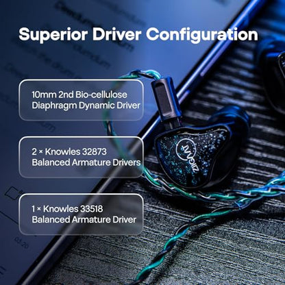 Linsoul ZiiGaat x Hangout. Audio: Odyssey 2 in Ear Monitor, 1DD + 3BA Hybrid IEM, HiFi Wired Earbuds LC02 in Ear Monitor Case, Portable Earbud Hard Case