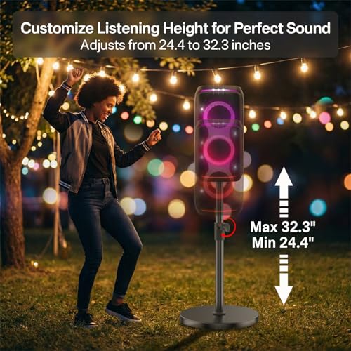 Floor Speaker Stand for JBL PartyBox 100/110/120/130 Stand, Adjustable Height 24.4"-32.3", Heavy Duty Surround Speaker Stands for JBL PartyBox Stand with Reinforced Base, Supports Up to 57 Lbs, 1 Pack - size: For PartyBox 110/120/130