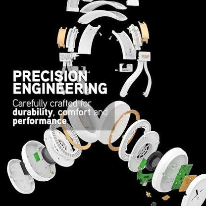 BlueAnt Pump X Wireless Over-Ear Headphones, Bluetooth, Powerful Bass, Active Noise Cancelling & Transparency Mode, Interchangeable Ear Cups, All-Day Comfort for Gym and Training, White/Gold - color: White | Gold