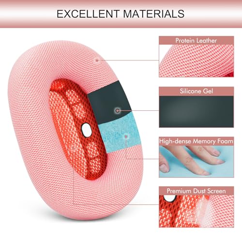 GEVO Upgraded Ear Cushions Replacement Earpads for AirPods Max 1 & 2 Headphones, Protein Leather Ear Pads Ear Covers Cups with Memory Foam and Magnet for AirPods Max 1 & 2 (Pink) - color: Pink