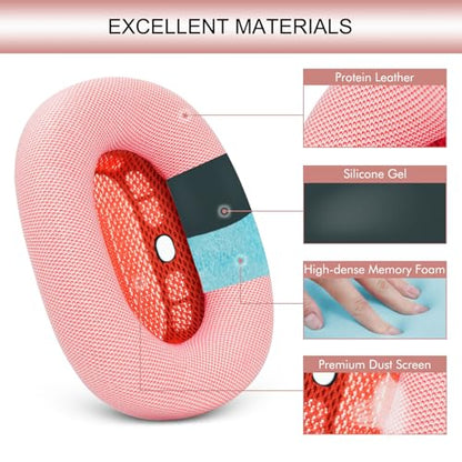 GEVO Upgraded Ear Cushions Replacement Earpads for AirPods Max 1 & 2 Headphones, Protein Leather Ear Pads Ear Covers Cups with Memory Foam and Magnet for AirPods Max 1 & 2 (Pink) - color: Pink