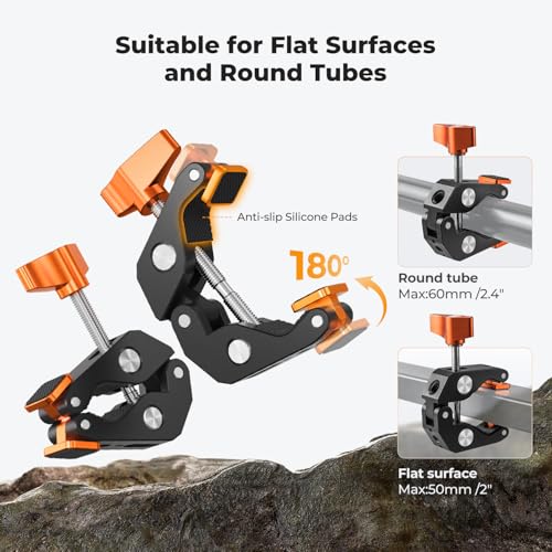 K&F CONCEPT 22" Magic Arm Clamp Kit, Overhead Desk Camera Mount, Long Articulating Friction Boom Arm for Phone, Action Camera, LED Light, Microphone | Long Articulating Friction Boom Arm for Phone, Action Camera, LED Light, Microphone, MS63