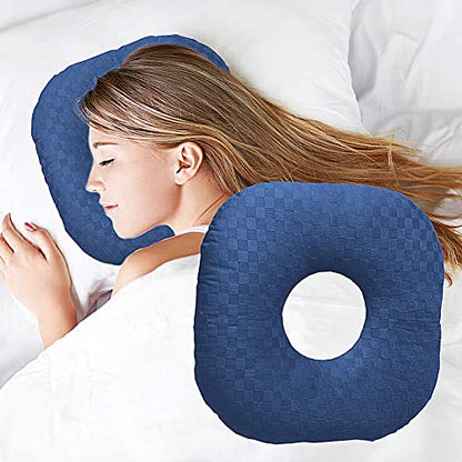 Ear Piercing Pillow with Hole for Cartilage Piercings, CNH Support - color: Dark Blue