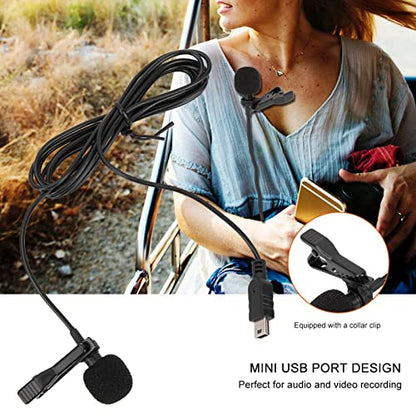 Mini USB Stereo External Microphone for 3, 3+,4, High Sensitivity, Plug and Play, Collar Clip, Excellent Directional Stereo Output