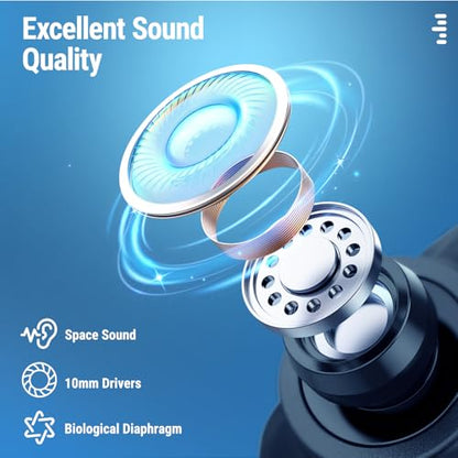 Middle Rabbit SW5 Wireless Gaming Earbuds with Mic, Compatible with PC PS5 PS4 Desktop VR, Computer Headphones, 2.4G Dongle & Bluetooth 5.4 Dual-Mode, 4 Built-in Microphones, 20ms Low Latency