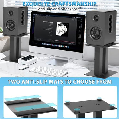 Desktop Speaker Stands 1 Pair Bookshelf Speakers Steel Studio Monitor Stand - size: 9.4"L x 8.3"W x 9.8"H