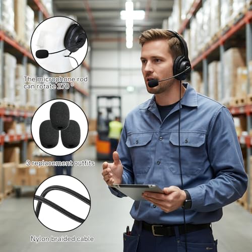 Walkie Talkie Over The Ear Headset Noise Reduction Earmuff Headphone Earpiece Ptt Boom Mic for Baofeng Retevis Sancom Kenwood uv5r uv 5r uv-5r rt21 rt22 2 Pin Radio(Big Earmuff Single Ear)
