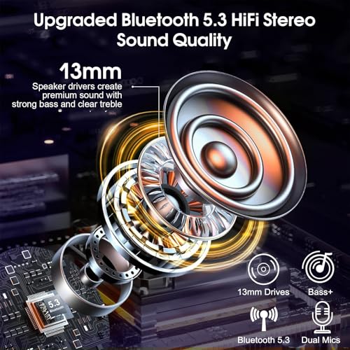 Bluetooth Headset V5.3, Wireless Headset with ENC Noise Canceling Mic | 120Hrs Talk Single-Ear Bluetooth Earpiece, LED Display, IP7 Waterproof Hand-Free Earphone for Business/Trucker, Purple - color: Purple