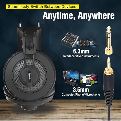 Superlux HD668B MKII Semi-Open Studio Headphones, 50mm Drivers, 56Ω, Wired | For mixing and mastering; HD668 upgraded diaphragm, neutral 50mm-driver tuning, precise imaging and a detachable cable