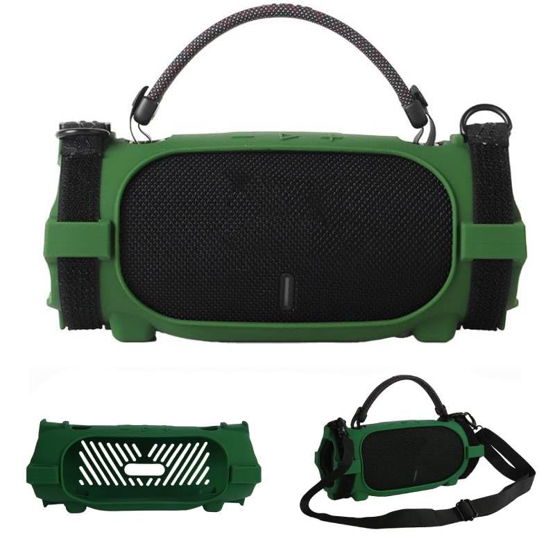 Silicone Case Cover for JBL Charge 6 Portable Bluetooth Speaker, Soft Protective Sleeve Travel Carrying Protective Cover Speaker Silicone Case with Shoulder Strap and Bike Strap (Green) - color: Green