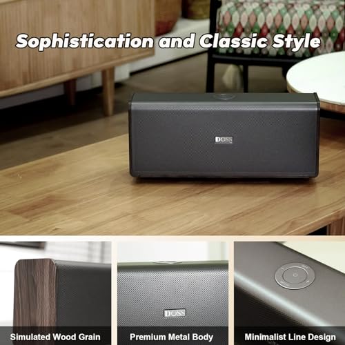 DOSS SoundBox Ultra Bluetooth Speaker, 2.1 Channel Audio, Deep Bass - Grey | 80W Powerful Sound, Wood-Grain Design, Dual DSP Tech, 18H Playtime, Elegant Living Room Decor, BT 5.3, Home & Office use - color: Gray