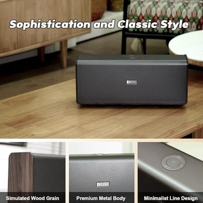 DOSS SoundBox Ultra Bluetooth Speaker, 2.1 Channel Audio, Deep Bass - Grey | 80W Powerful Sound, Wood-Grain Design, Dual DSP Tech, 18H Playtime, Elegant Living Room Decor, BT 5.3, Home & Office use - color: Gray