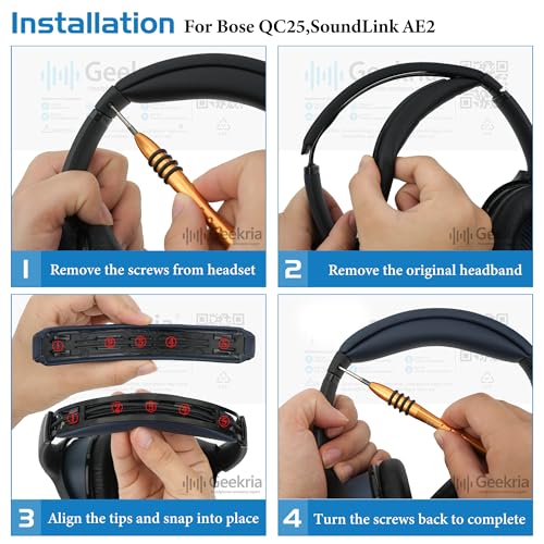 Geekria Protein Leather Headband Pad Compatible with Bose SoundLink AE2, QC25 (Do Not Fit Bose AE2) Headphones, Replacement Band Repair Part (Blue) - color: Blue