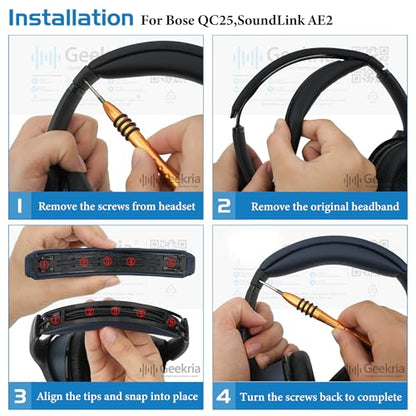 Geekria Protein Leather Headband Pad Compatible with Bose SoundLink AE2, QC25 (Do Not Fit Bose AE2) Headphones, Replacement Band Repair Part (Blue) - color: Blue