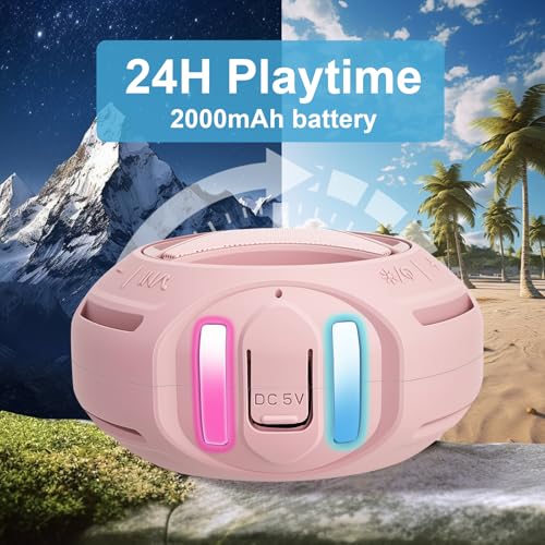 Portable Bluetooth Speaker, IPX7 Waterproof Wireless Outdoor Speakers, Mini Shower Speaker, Floating, Built-in Mic, 24H Playtime with LED Lights,Loud HD Sound, Powerful Bass, Gifts for Unisex - Pink - color: Pink